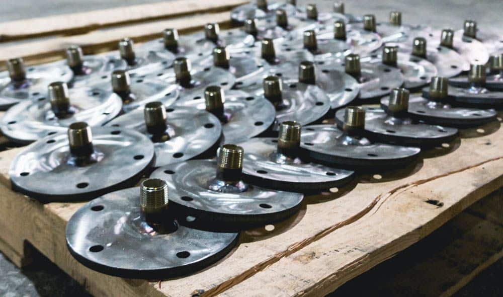 metal parts on pallet